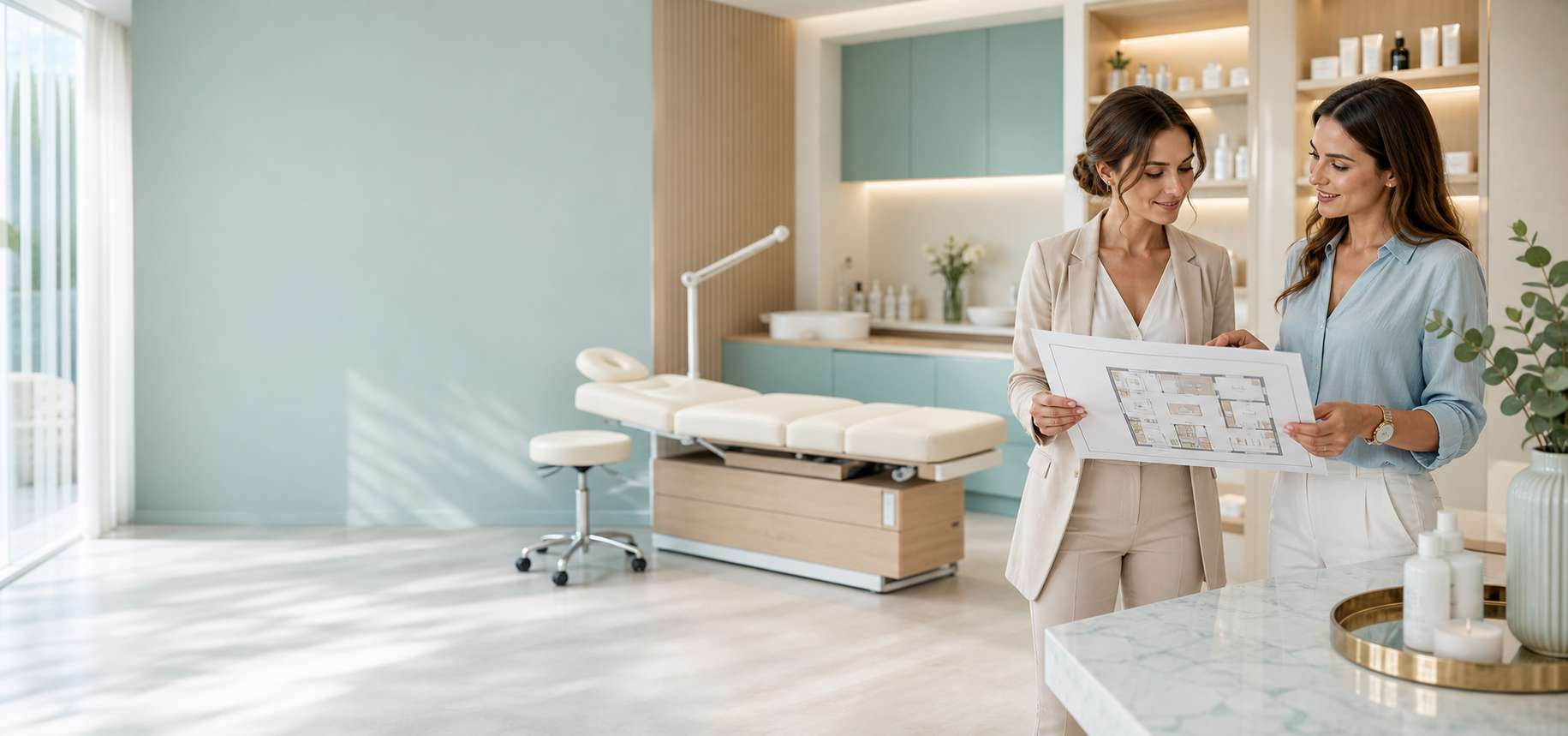 Profesionales planificando un nuevo centro de estética